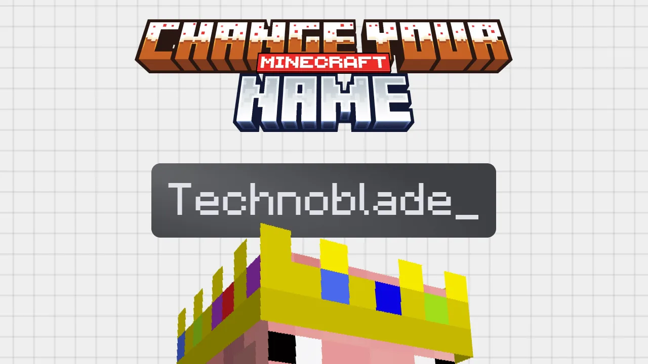 Minecraft character wearing a crown with the name Technoblade displayed above.