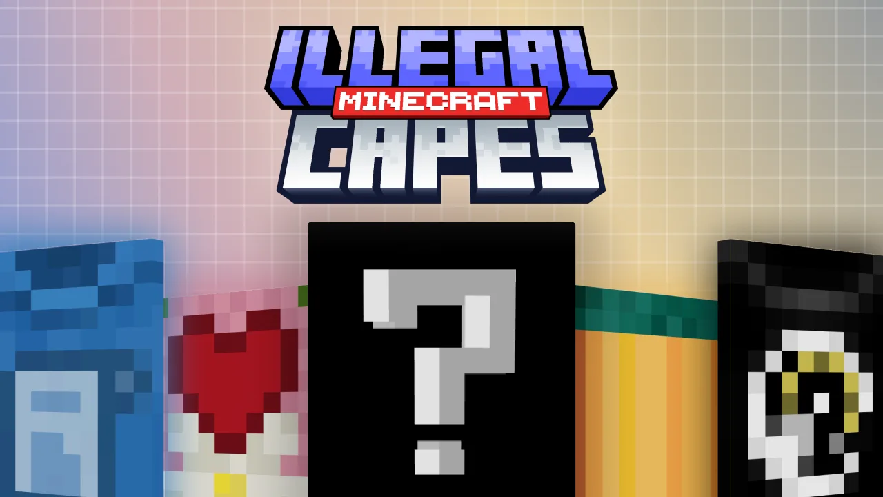 Minecraft cape designs shown beneath an Illegal Minecraft Capes heading.