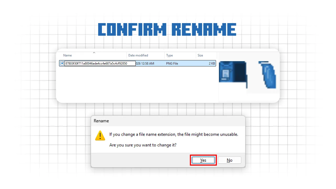 Confirm the file extension change