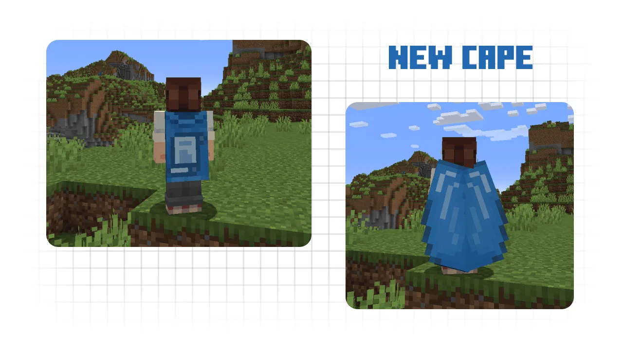 The replacement cape visible in Minecraft