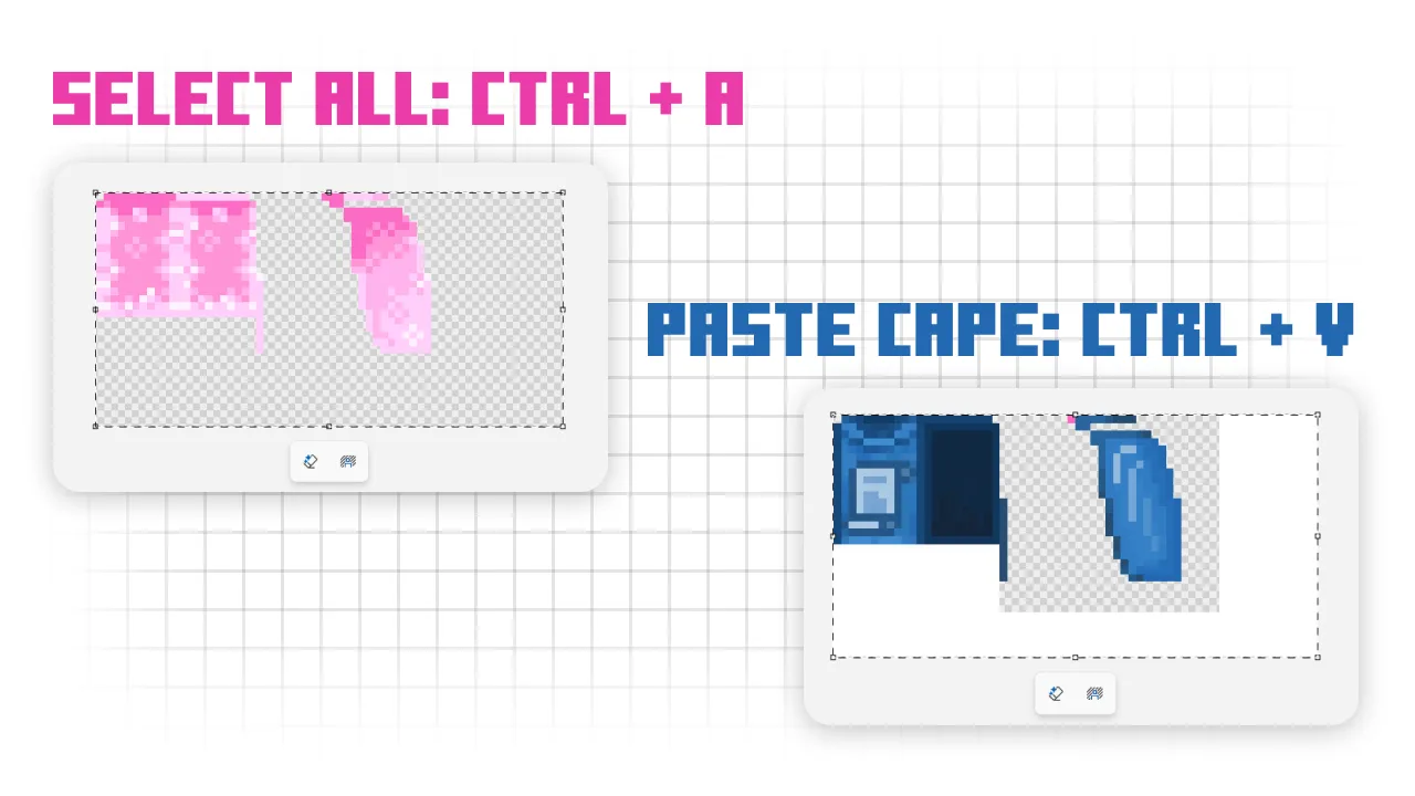 Select the whole canvas and paste the replacement cape
